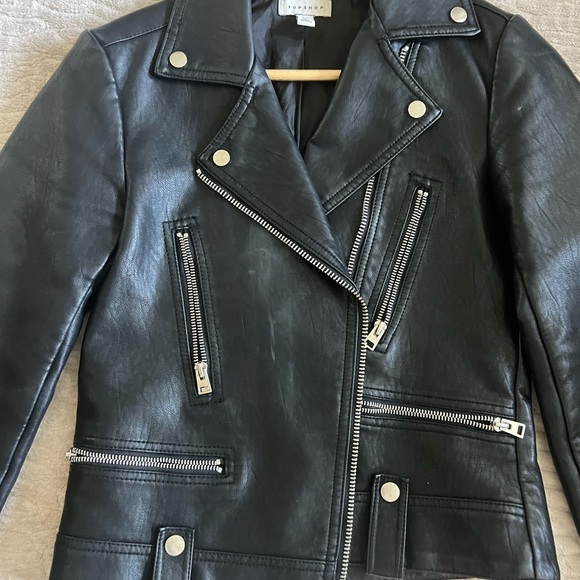 black topshop moto jacket size 4 - Picture 3 of 3
